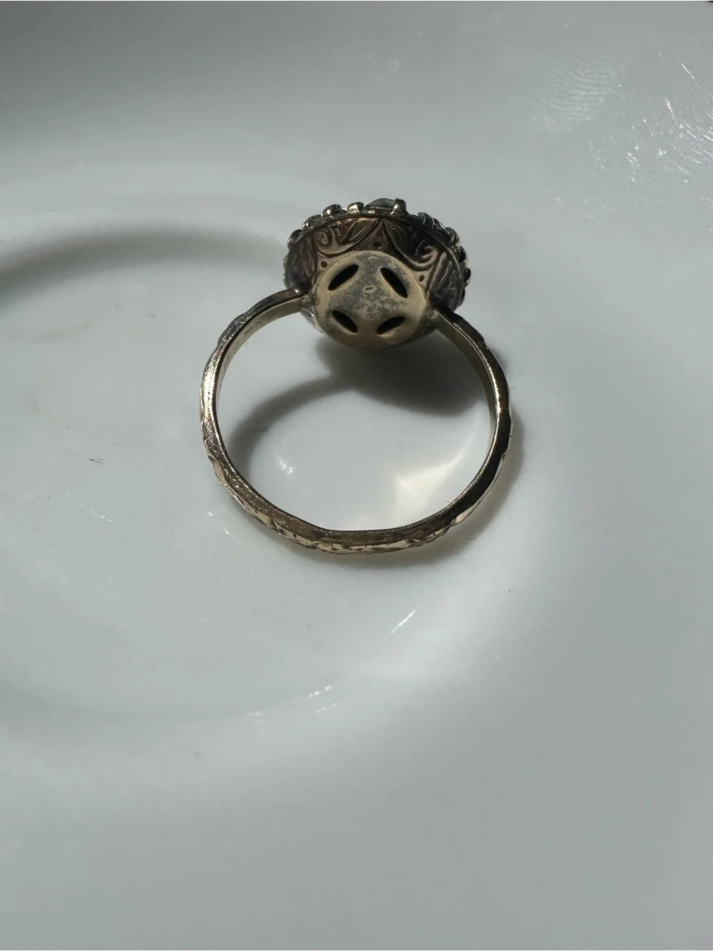 Vintage Victorian Revival 14K Garnet & Crystal Halo Cluster Ring—14K RGF—Sz 5.75